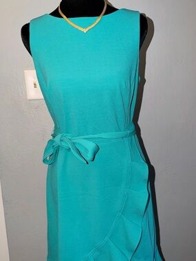 Calvin Klein Teal Green Dress with Gold Zip Detail
